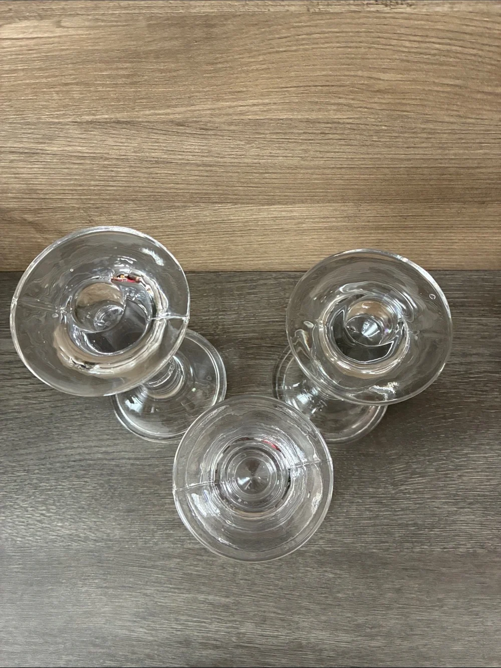 Vintage Clear Glass Candlestick Set of 3, Mid Century Modern Decor